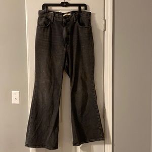 Levi high waist flare jeans, light black color